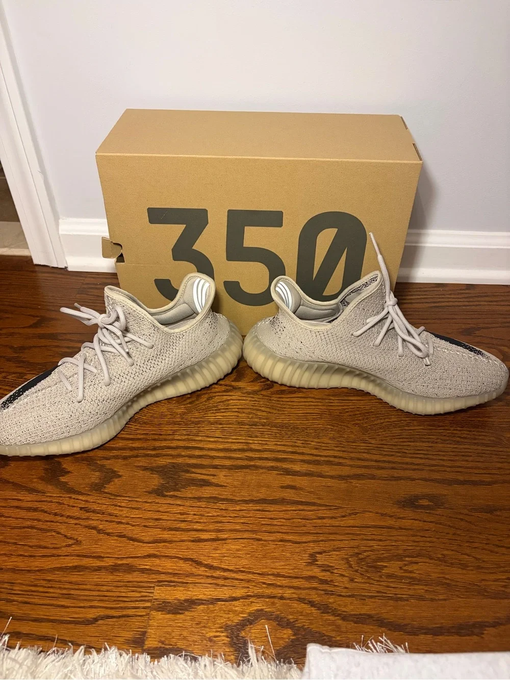 Yeezy Cream and Black Stripe Sneakers